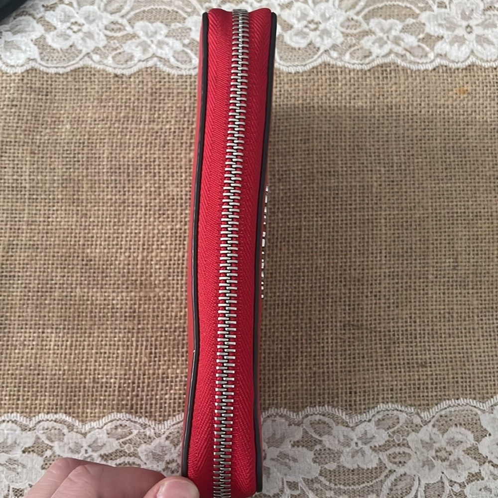 Michael Kors Red Leather Zippered Wristlet Purse - Picture 4 of 4